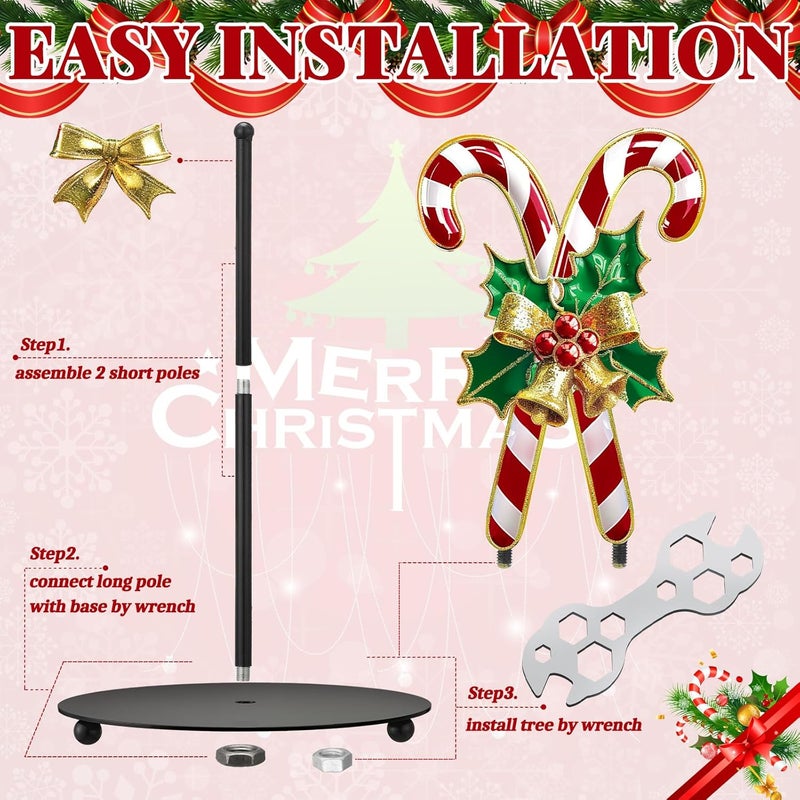 Shellwei Candy Cane Christmas Paper Towel Holder with Round Base Christmas Bathroom Decor Rustic Candy Cane Dispenser Kitchen Paper Holder Stand for Countertop Toilet Home Accessories - Image 4